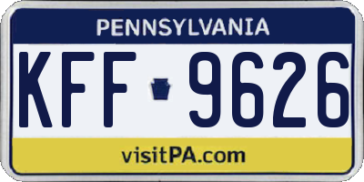 PA license plate KFF9626