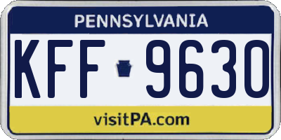 PA license plate KFF9630