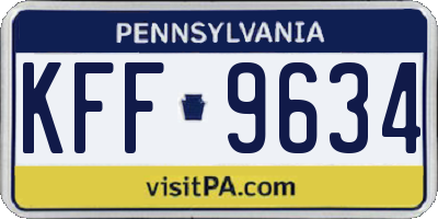 PA license plate KFF9634