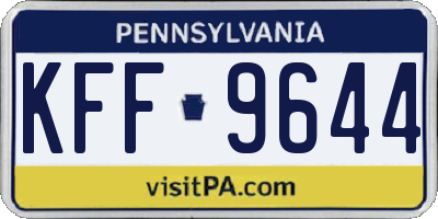 PA license plate KFF9644