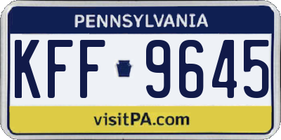 PA license plate KFF9645
