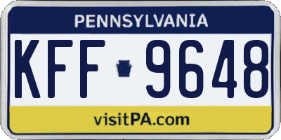 PA license plate KFF9648