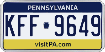 PA license plate KFF9649