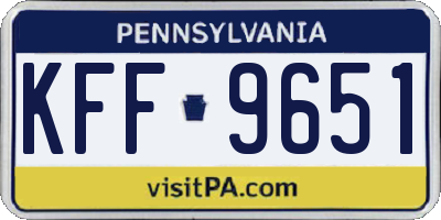 PA license plate KFF9651