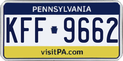 PA license plate KFF9662