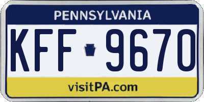 PA license plate KFF9670