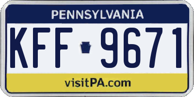 PA license plate KFF9671