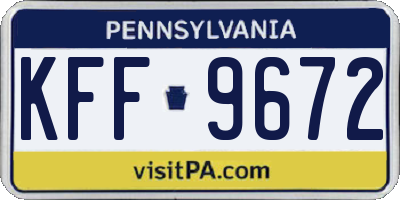 PA license plate KFF9672