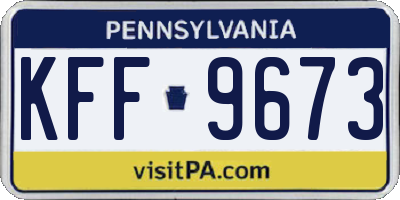 PA license plate KFF9673