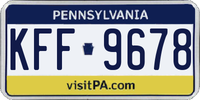 PA license plate KFF9678
