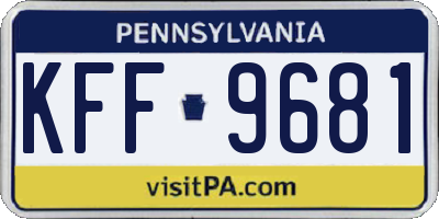 PA license plate KFF9681