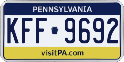 PA license plate KFF9692