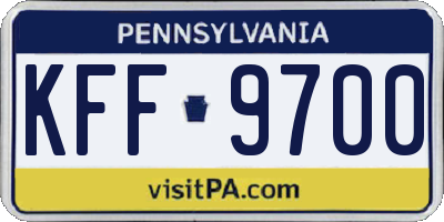PA license plate KFF9700