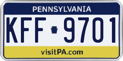 PA license plate KFF9701