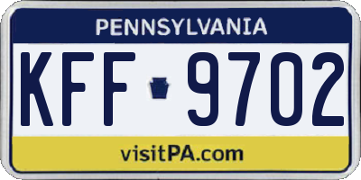 PA license plate KFF9702