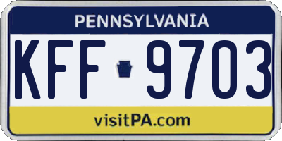 PA license plate KFF9703