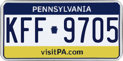 PA license plate KFF9705