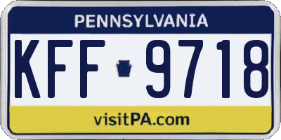 PA license plate KFF9718