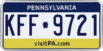 PA license plate KFF9721