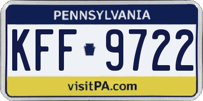 PA license plate KFF9722