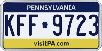 PA license plate KFF9723