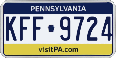 PA license plate KFF9724