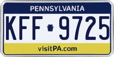 PA license plate KFF9725