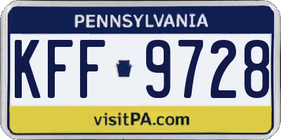 PA license plate KFF9728
