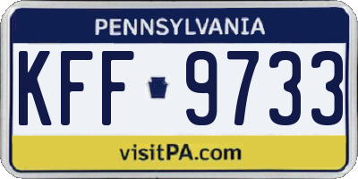 PA license plate KFF9733