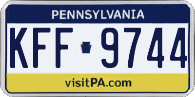 PA license plate KFF9744