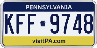 PA license plate KFF9748