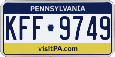 PA license plate KFF9749