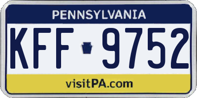 PA license plate KFF9752