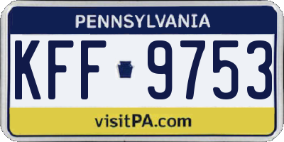 PA license plate KFF9753