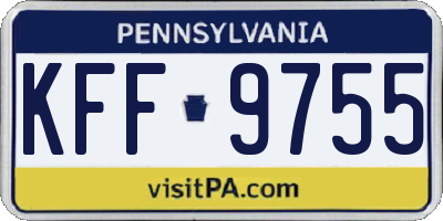 PA license plate KFF9755