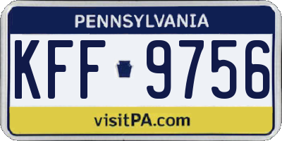 PA license plate KFF9756