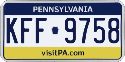 PA license plate KFF9758