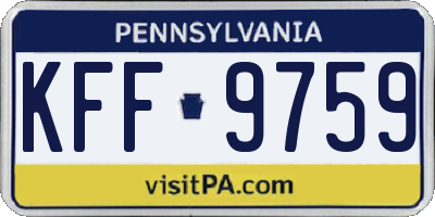 PA license plate KFF9759