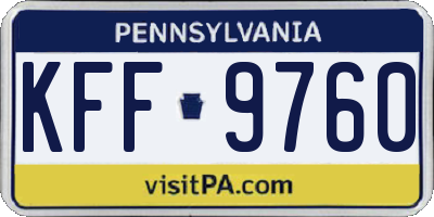 PA license plate KFF9760