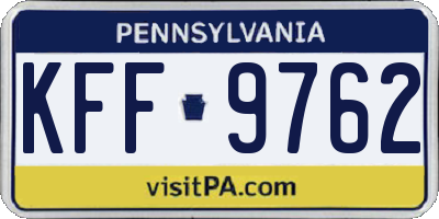 PA license plate KFF9762