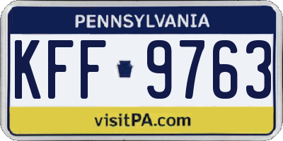 PA license plate KFF9763