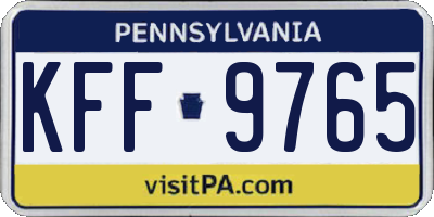 PA license plate KFF9765