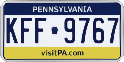 PA license plate KFF9767