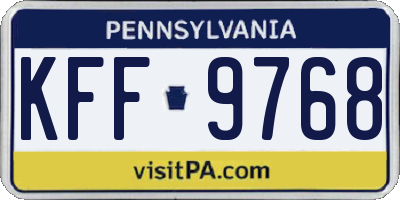 PA license plate KFF9768
