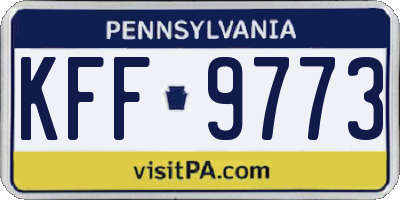PA license plate KFF9773
