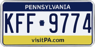 PA license plate KFF9774