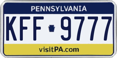 PA license plate KFF9777