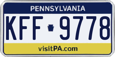 PA license plate KFF9778