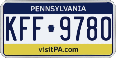 PA license plate KFF9780