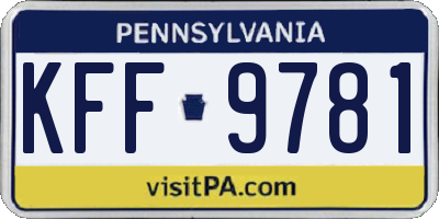 PA license plate KFF9781